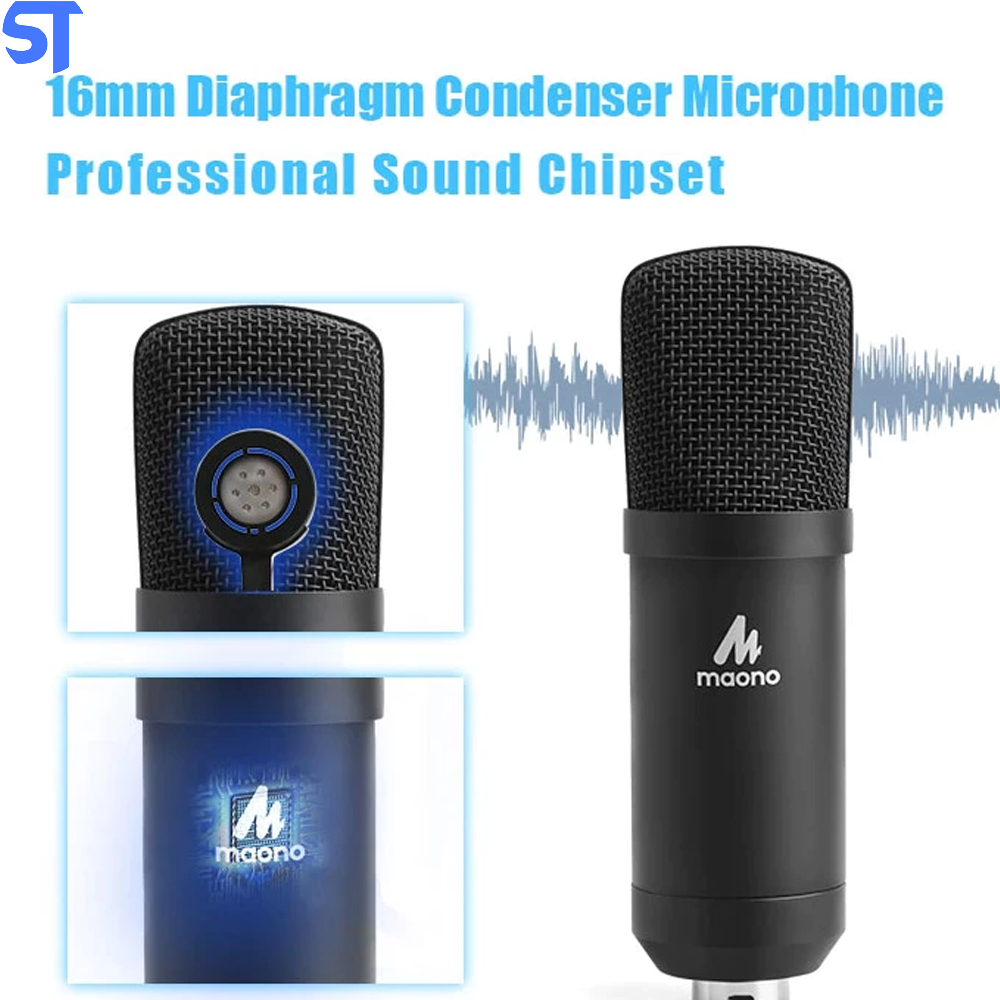 Microfone Condensador Maono 3.5mm Profissional, Para Estúdio, Podcasts, Transmissões E Gravações Para Youtube - AU-A03